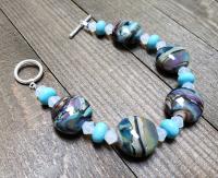 Blue Layered Glass Bracelet by Artisan Jewelry