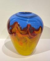 Flint Hills Prairie Fire Whimsey Vase by AlBo Glass