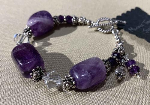 Amethyst and Swarovski Crystal Bracelet - MT 434 by Artisan Jewelry